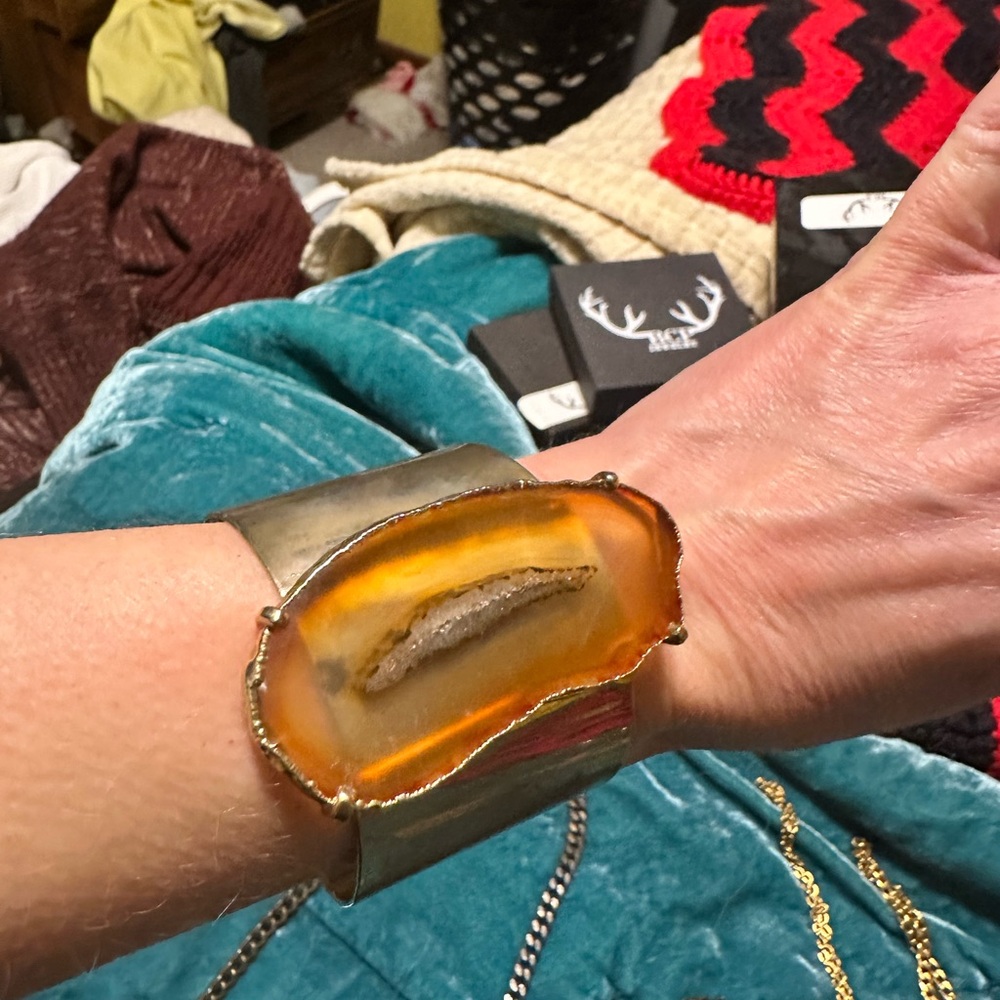 Agate slice cuff